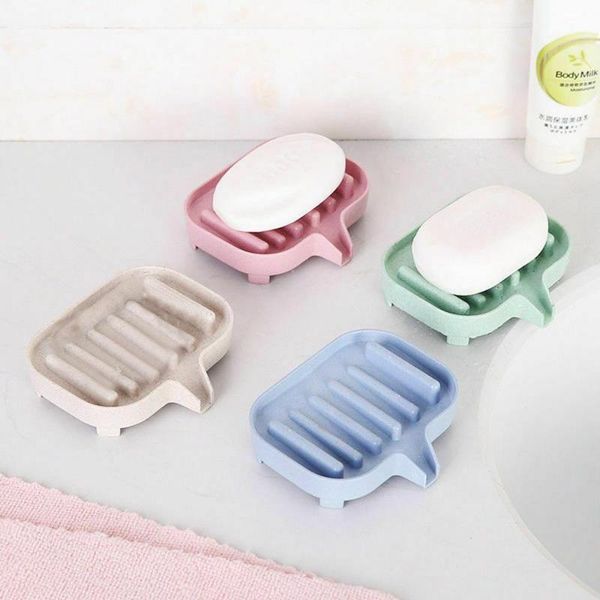 

1pc bathroom soap dish storage holder rack soapbox plate tray drain dishes