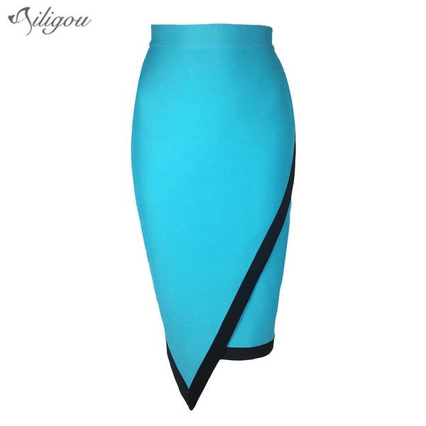 

bandage skirts women summer woman knee length vintage pencil harajuku party clothes 210527, Black