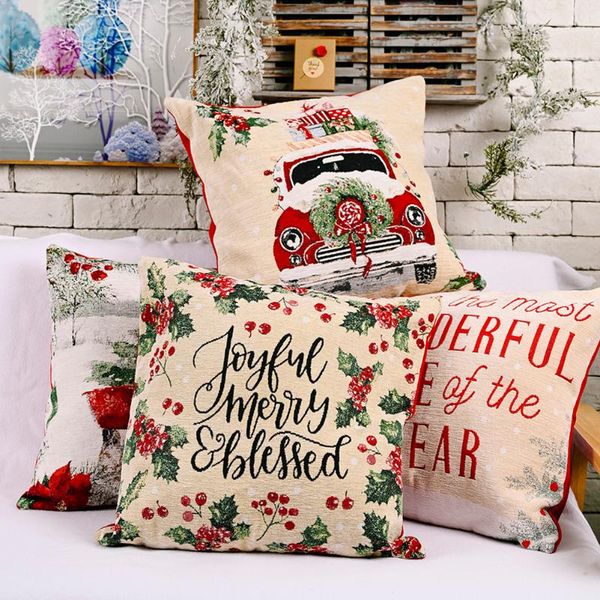 

pillow case christmas sofa cushion cover throw cotton linen home living room decor