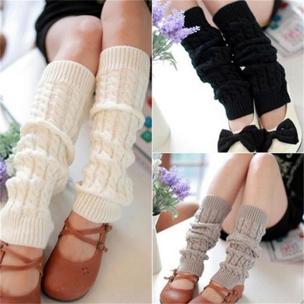 

socks & hosiery japanese lolita women warm knee high winter knit foot cover crochet boot cuffs beenwarmers long, Black;white