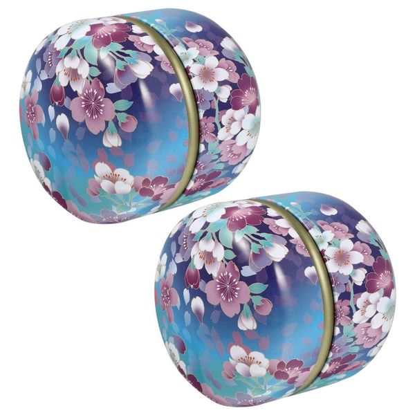 

storage bottles & jars 2pcs tinplate tea-leaf jar small round tea box loose powder wrapping