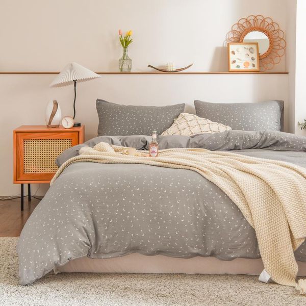 

bedding sets metallic light gray gold duvet cover set moon stars design boho