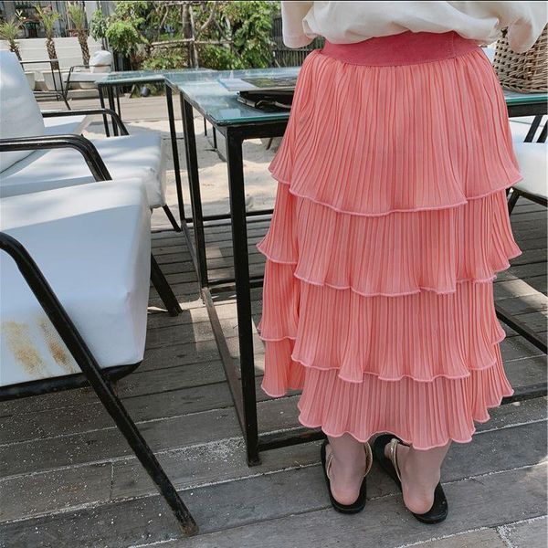 

skirts summer kids girls pleated skirt baby cake long children chiffon clothing three layer cute teenager kid