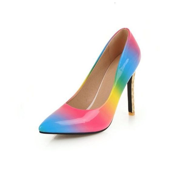 

dress shoes leather heel pointed sleeve color ladies large size autumn wind rubber patent shoes ke3c, Black
