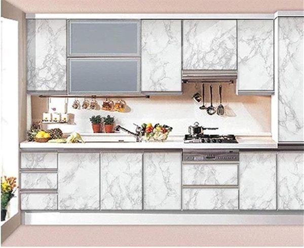 

pvs peel and stick marble wallpaper, removable wallpaper counter film self-adhesive kitchen backsplash decor furniture wallpapers
