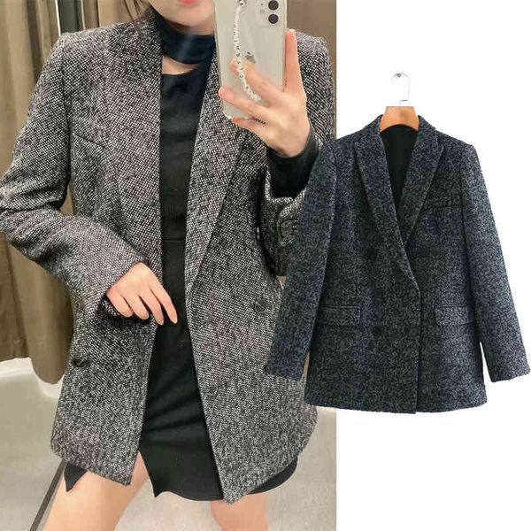 

women's down & parkas women autumn winter wool jacket coat turn-down collar double breasted long lady streetwear buttons outwear e, Black