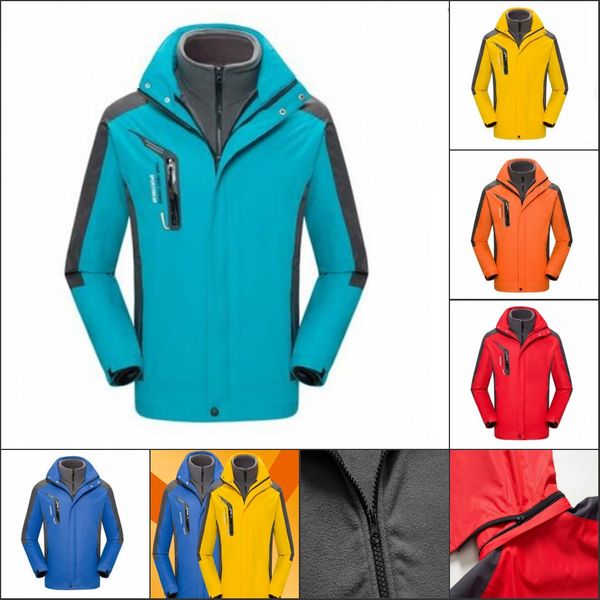 

outdoor jackets three in one removable windproof autumn and winter overalls with fleece coat blue, Blue;black