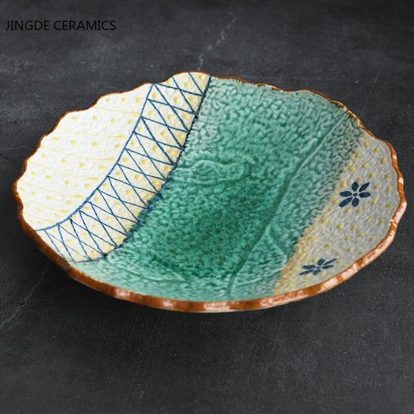 

dishes & plates 1pc japanese ceramic irregular dish sushi cake plate home pottery salad platter kitchen dinnerware serving tray