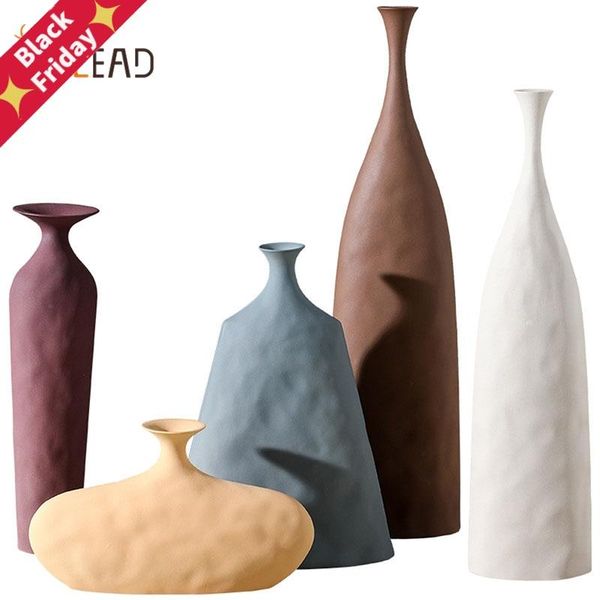 

ceramic flower vases figurines nordic cylinder pots home living room decoration hogar handicraft modern ornaments