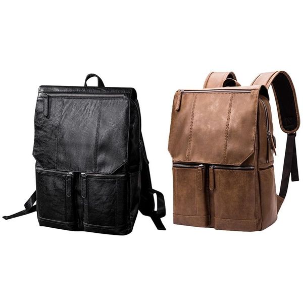 

backpack leather men's fashion retro multi-function multi-card travel punk men bags