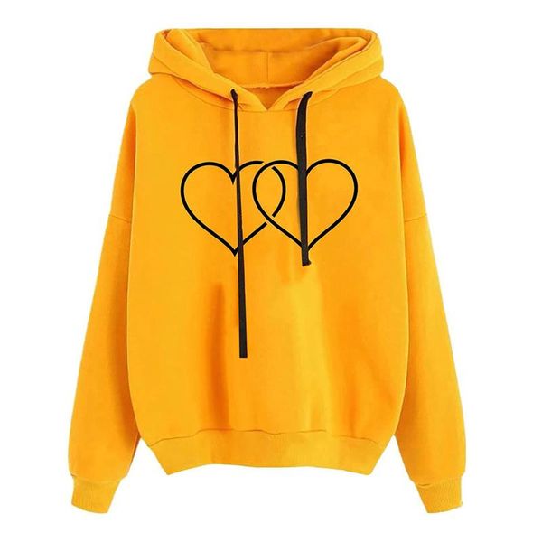 

women's hoodies & sweatshirts vintage heart printing comfy harajuku bright color long sleeve sweatshirt 2021 sudaderas con capucha, Black