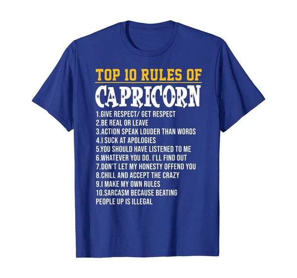 

10 rules of capricorn birth day gift t shirt, White;black