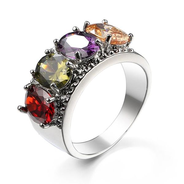 

wholesale stone wedding rings accessories jewel ring fashion jewelry birthday party engagement lover valentine gifts, Slivery;golden