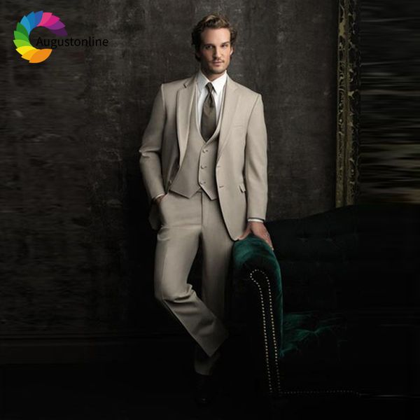 

men's suits & blazers italian beige men classic groom wedding tuxedos 3piece jacket+pants+vest tailored man blazer terno masculino, White;black