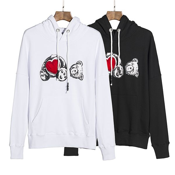 

guillotine bear print hoodie hip hop men hoodies trend designer men's and women's sweatshirt long sleeves truncated fashion couple, Black
