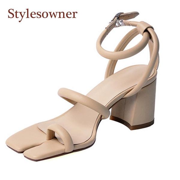 

spring and summer personality sandals women's set toe fashion thick heel split high roman shoes dress, Black