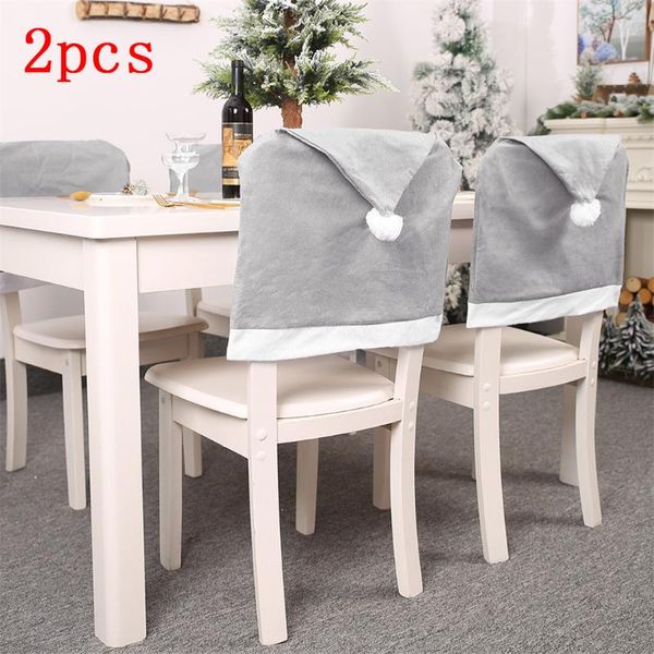 

chair covers christmas decoration gray non-woven big hat cover stool set decorations for home year party supplies