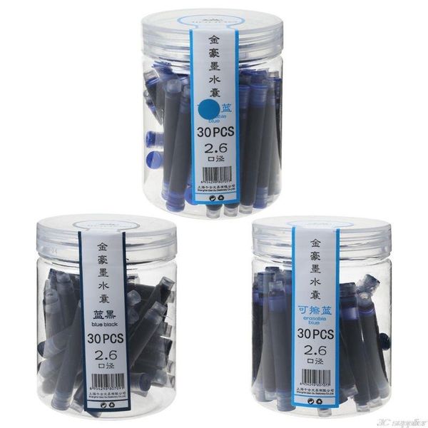 

refills 30pcs jinhao universal black blue fountain pen ink sac cartridges 2.6mm school office stationery wholesales, Black;red