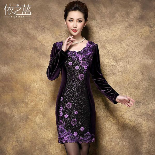 

autumn winter gold velvet dress with stamping and embroidery, White;black
