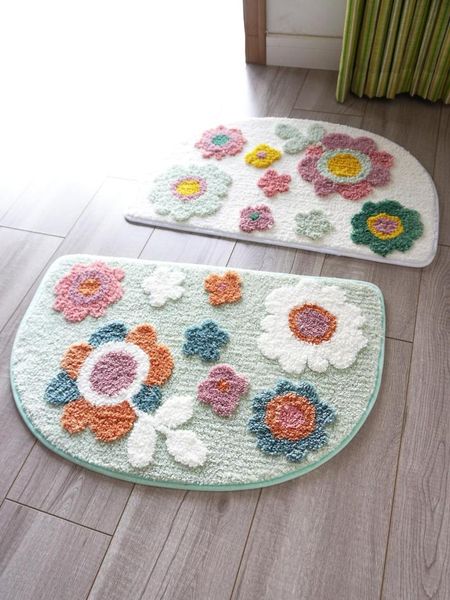 

carpets flower printed parlor bedroom chair rugs toilet bath decorate non-slip door mat for living room