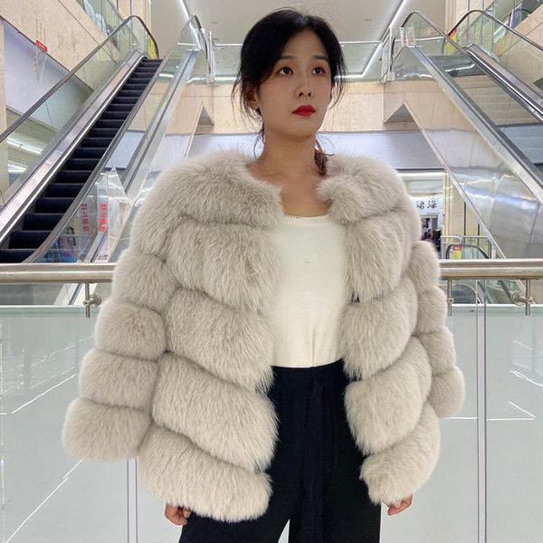 

women's fur & faux women jacket 2021 fashion outwear winter warm thick overcoat high quality, Black