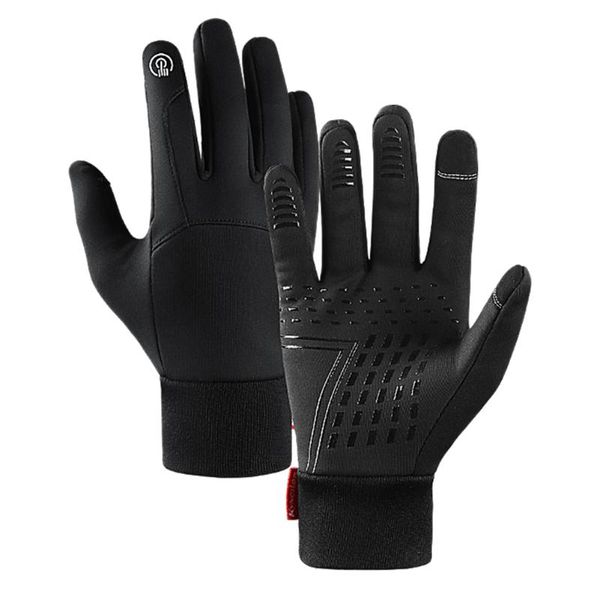 

cycling gloves touchscreen winter warm outdoor sports glove windproof full finger mittens equipment m-xl, Black