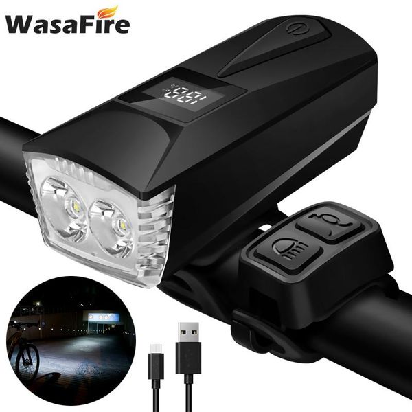 

bike lights digital display bicycle light with horn usb charging mountain road front lamp 4 modes t6 led cycling headlight