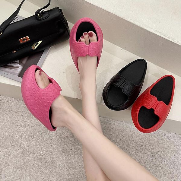 

slippers women's thick-soled summer beach soft-soled sandals casual fashion ladies indoor and outdoor non-slip shoes, Black