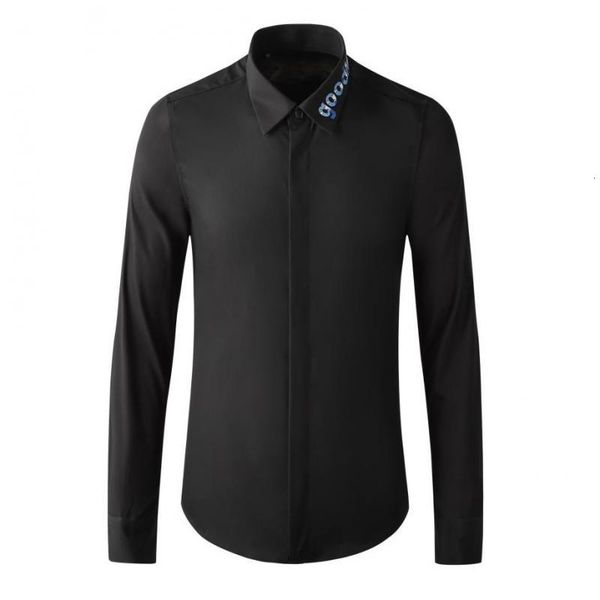 

tee polo shirt shirt shirt cotton mens luxury long sleeve printed collar fashion slim fit party male plus size 4xl casual shirts, White;black