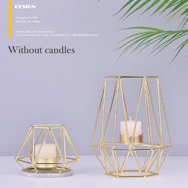 

candle holders rose gold wrought iron geometric holder nordic style rack metal crafts deskxmas home decoration