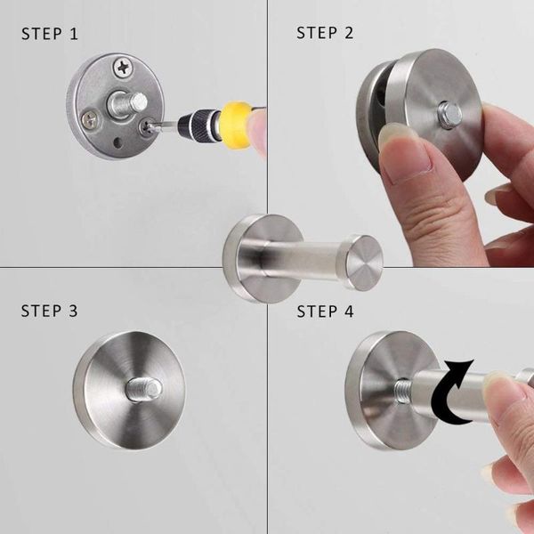 

hangers & racks 6pcs/set clothes robe hooks stainless steel bathroom door hanger hook for towels bag wall mounted coat with screws