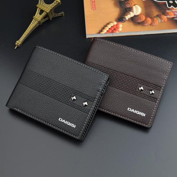 

men leather wallet short card holder purse wallets, Red;black