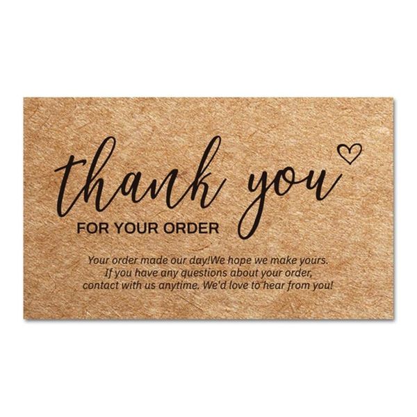 

greeting cards 30pcs natural kraft paper thank you for your order thanks appreciation card small business