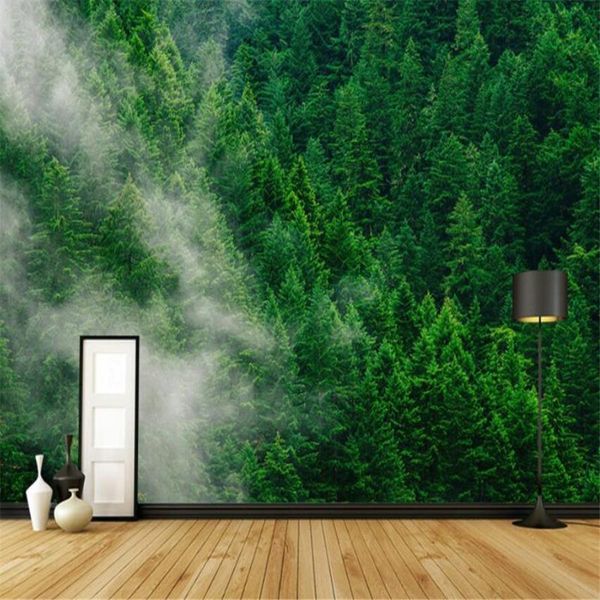 

milofi custom 3d wallpaper mural modern forest fog mountain scenery background wall sofa bedroom living room wallpapers