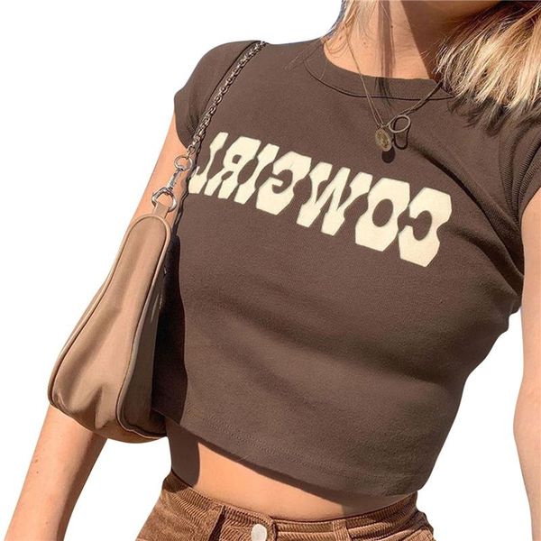

women's t-shirt women crew neck short sleeve crop casual letter printed slim fit t-shirts summer basic tee, White