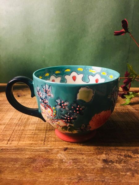 

mugs european and american porcelain hand painted embossed flower national drama ceramic mug breakfast cup oatmeal