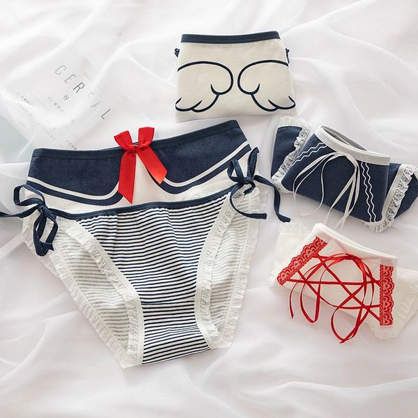 

women's panties cute lovely women comfortable breathable girl briefs underwear mid waist soft underpants fashion female lingerie, Black;pink