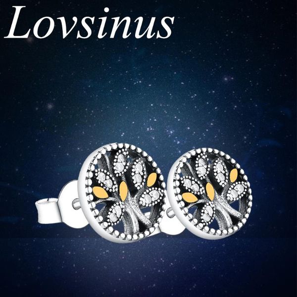

stud genuine 925 sterling silver tree of life earrings for women/kids fashion classic brincos pendientes jewelry gifts, Golden;silver