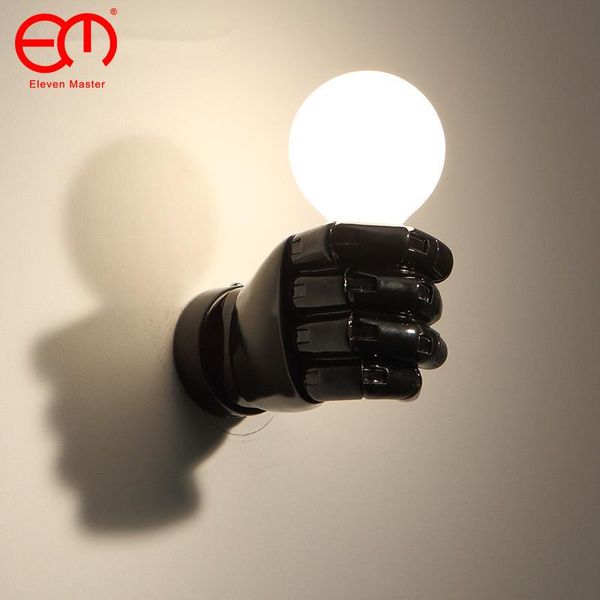 

wall lamps resin fist art lamp retro loft restaurant bar club cafe pub office balcony aisle corridor bedside light bra sconce