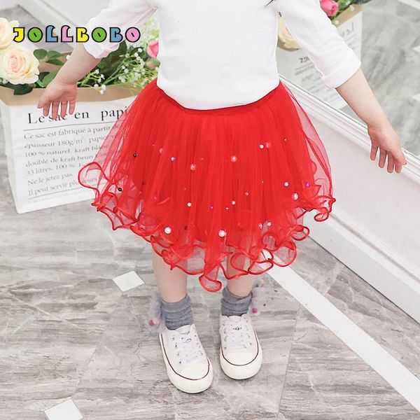

skirts fashion baby girls tutu princess pettiskirt children kids solid color pearl beading ruffles mini skirt white pink