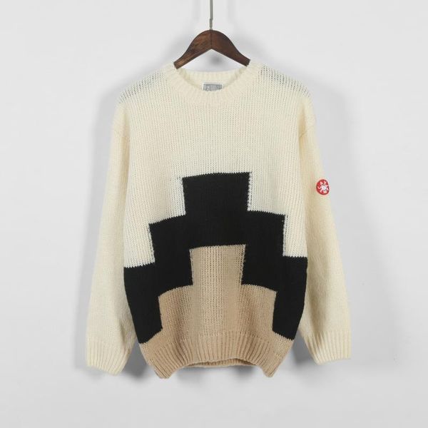 

men's sweaters 20 1:1 version cavempt trapezoid o-neck pullover men women couple wool sweater high street hip hop casual oversize c.e, White;black