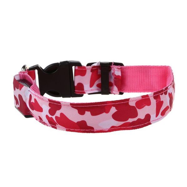 

dog collars & leashes pink s, pets led leopard night safety collar adjustable