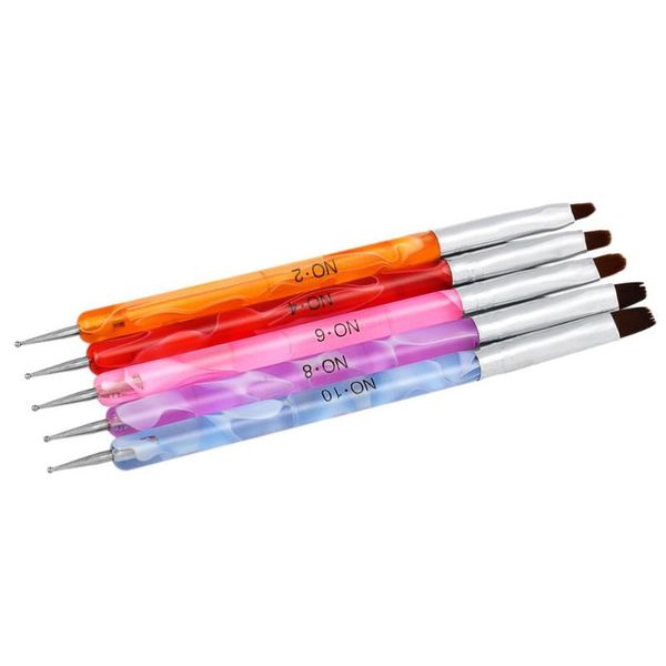

nail drill & accessories 5pcs manicure pens double-end art brush dotting modeling acrylic uv builder painting drawing brushes