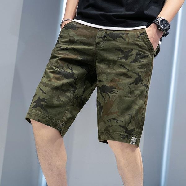 

men's shorts clothing summer camouflage breeches male zip pocke men overalls size 28-38, White;black