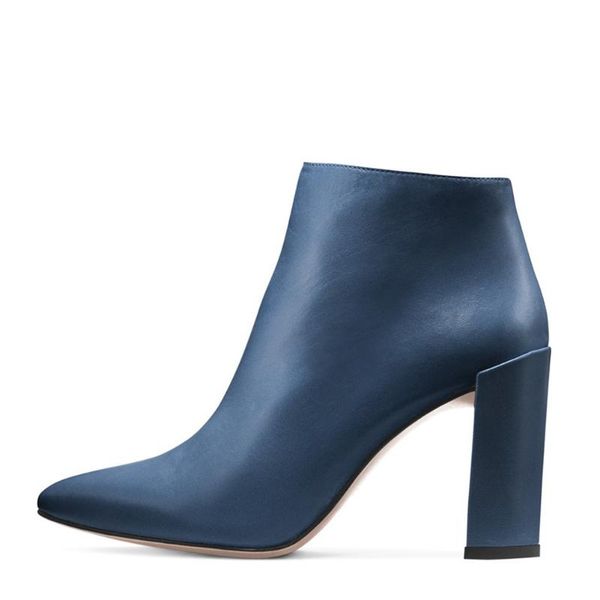 

boots women's side zip high block heel pointy toe ankle punk shoes 44/46 m6, Black