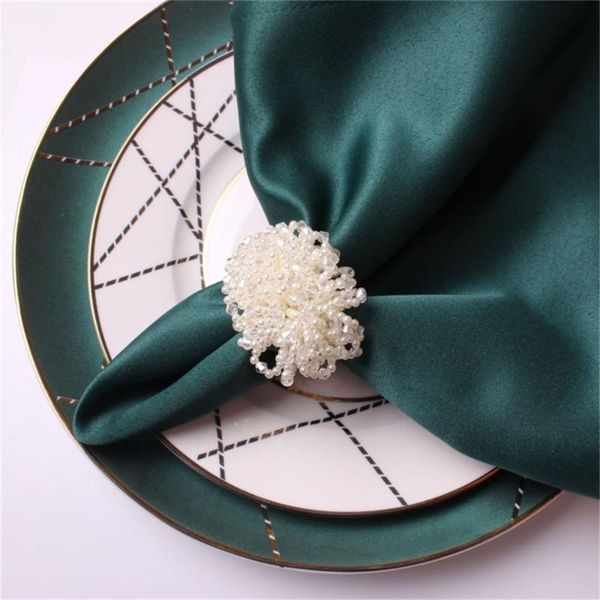 

8pcs/pearl beaded flower cluster napkin ring table decoration for family holiday party el wedding banquet rings