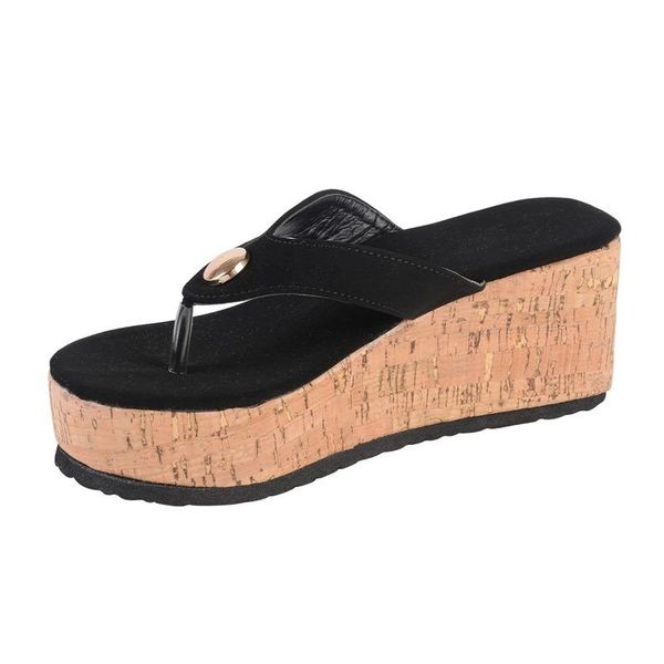 

slippers summer women sandals plafrom ladies slip-on flip flops shoes leather peep toe female sandalias zapatos mujer, Black