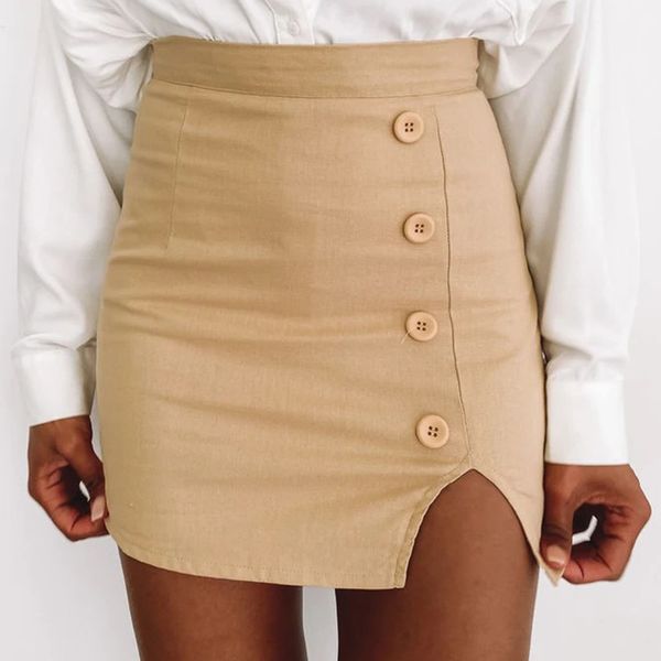 

women skirts casual buttons styled body skirts high waist club skirt summer 210524, Black