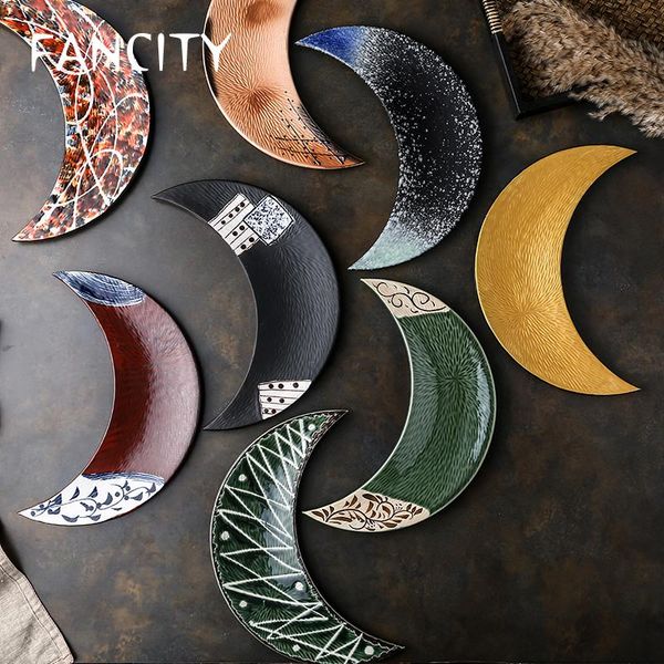 

creative ceramic cooking plate sushi moon sashimi tableware commercial bowls