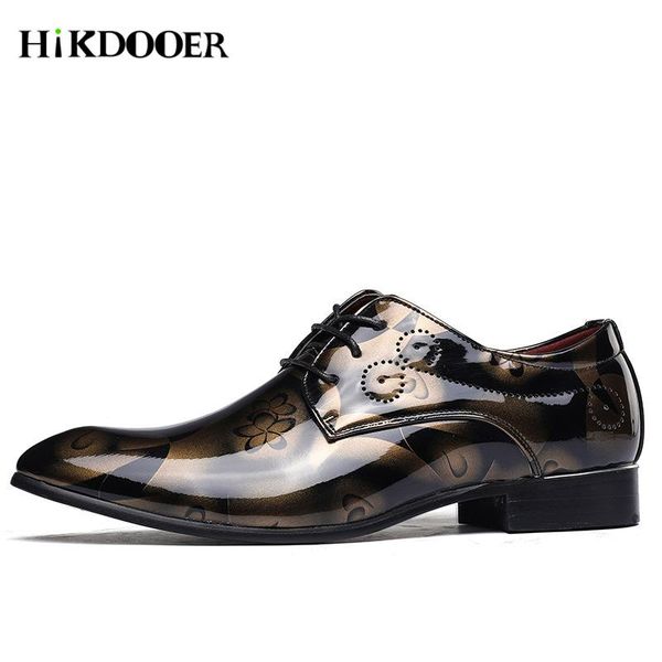 

dress shoes italian designer pattern men formal male fashion leather wedding loafers chaussure homme bullock, Black